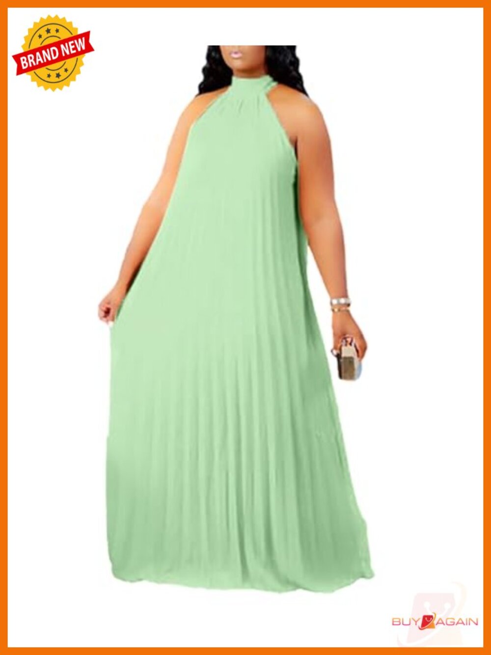 Plus Size Chiffon Maxi Dress Sleeveless Halter Neck Summer Beach Casual